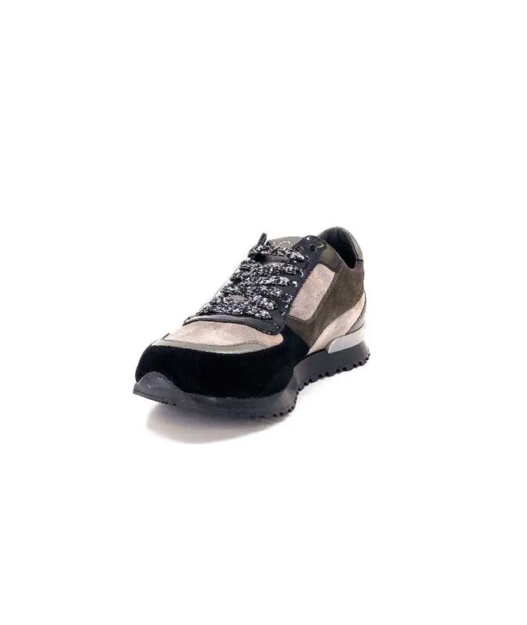 Reqins Electra Mix Daim Noir, Gris Cuir Acier & Cuir Vernis Noir