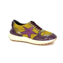 Reqins Urania Mix Cuir Violet Textile Moutarde