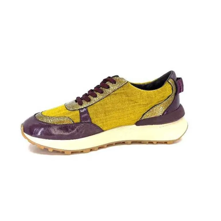 Reqins Urania Mix Cuir Violet Textile Moutarde