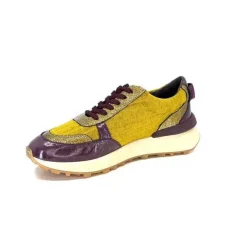 Reqins Urania Mix Cuir Violet Textile Moutarde