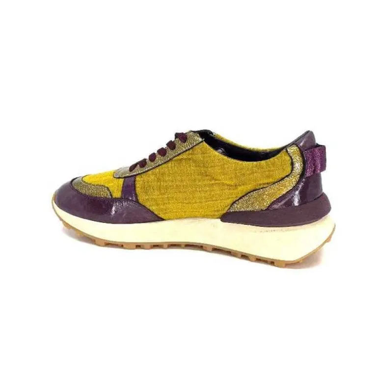 Reqins Urania Mix Cuir Violet Textile Moutarde