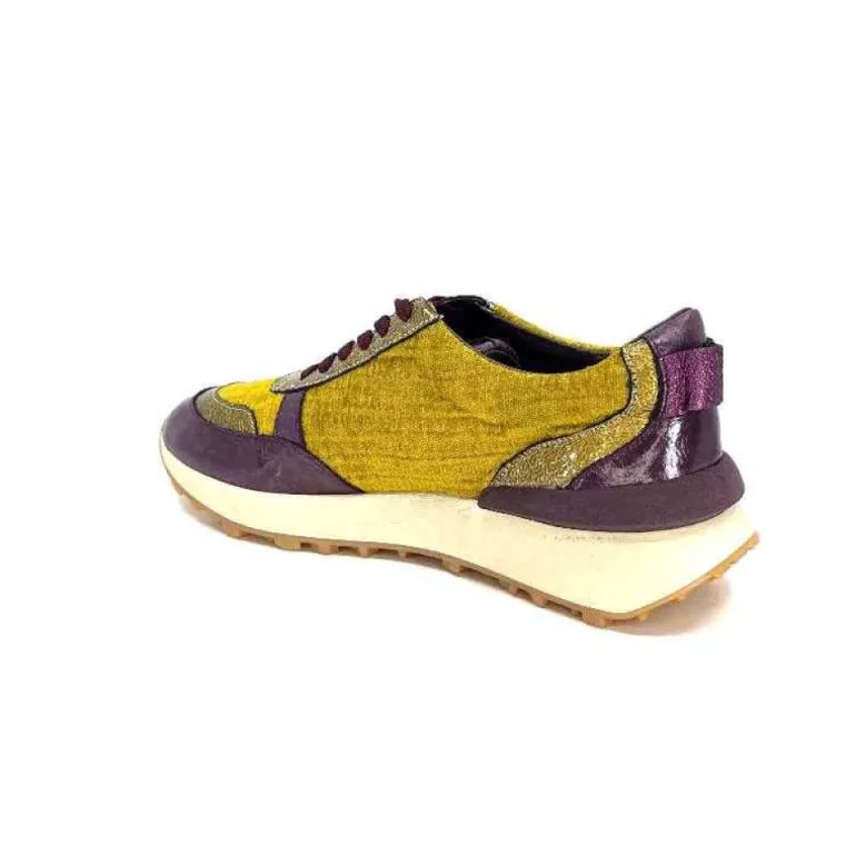 Reqins Urania Mix Cuir Violet Textile Moutarde