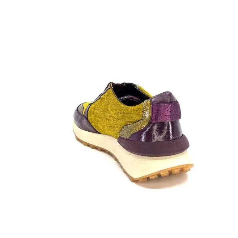 Reqins Urania Mix Cuir Violet Textile Moutarde