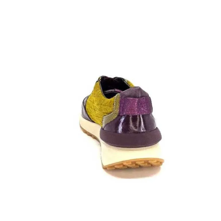 Reqins Urania Mix Cuir Violet Textile Moutarde