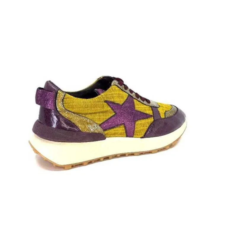Reqins Urania Mix Cuir Violet Textile Moutarde