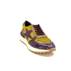 Reqins Urania Mix Cuir Violet Textile Moutarde