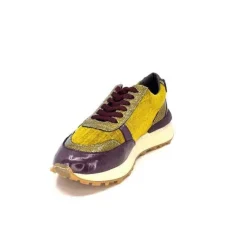 Reqins Urania Mix Cuir Violet Textile Moutarde