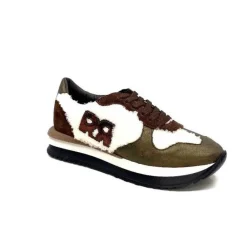 Reqins Urielle Cuir Marron Textile Ecru