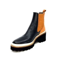 Xsa 9176 Calf Cuir Noir Camel